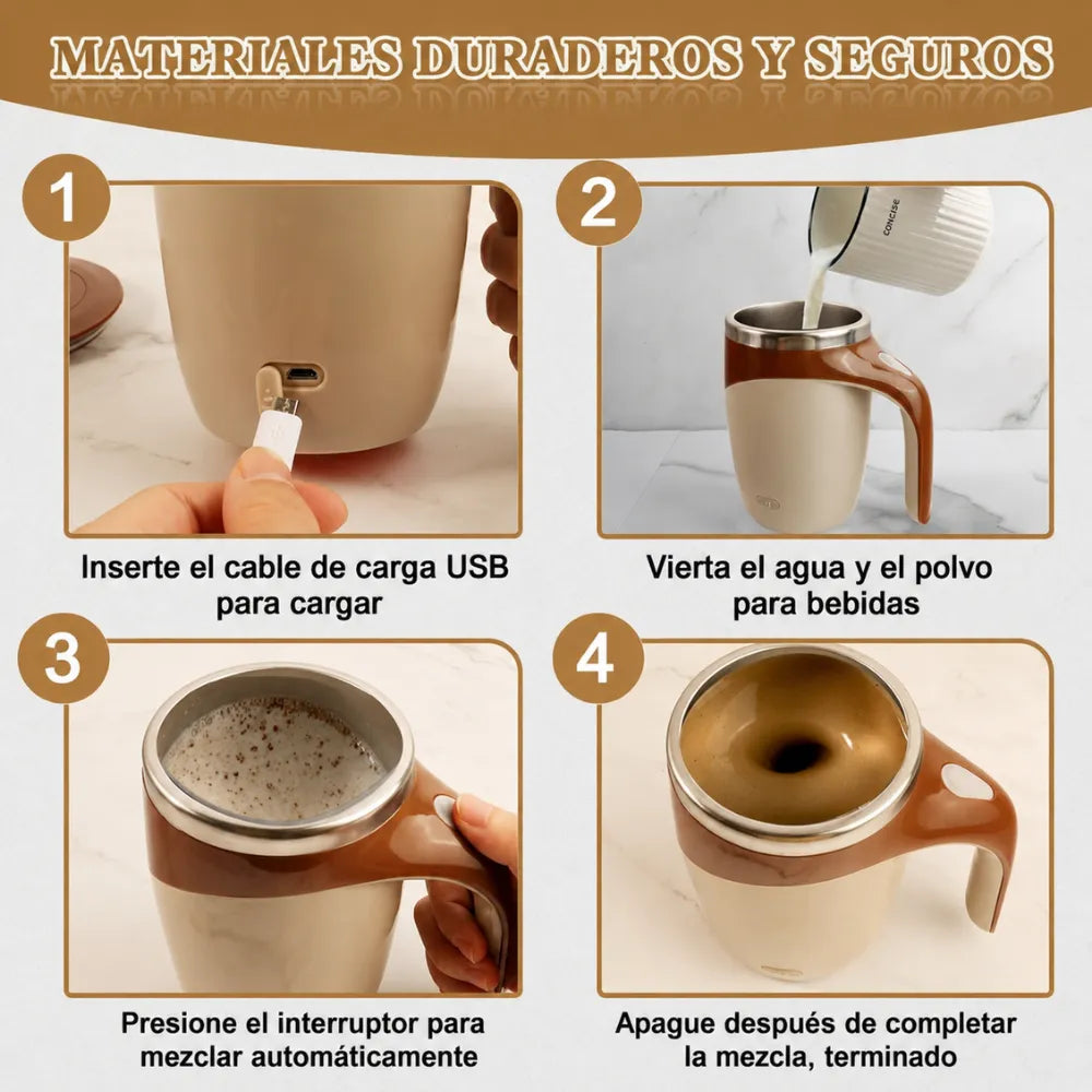 Taza Térmica Automática con Mezclador Eléctrico – Multiusos