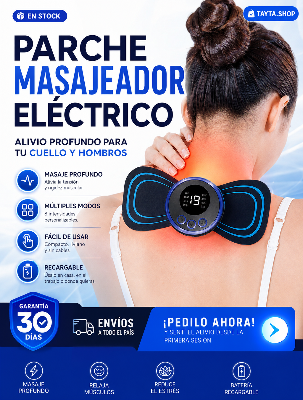 El Momento que Tu Cuerpo Estaba Esperando – Parche Masajeador EMS Recargable